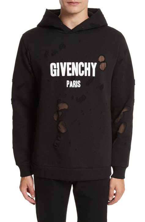 givenchy distressed logo print hoodie black|reversible givenchy black hoodie.